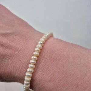 Vtg 10K Gold Pearl‎ Bracelet 7.25" Dainty Strand Fine Jewelry Classic Untested